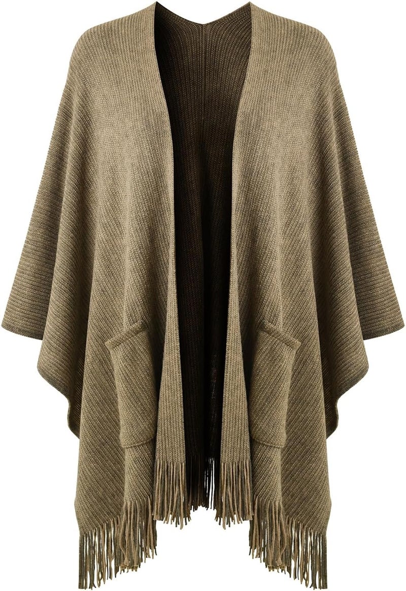 Ferand Shawl Wraps for Women, Cozy Lightweight Poncho Cape with Pockets, Warm for Fall Winter Travel - Image 1